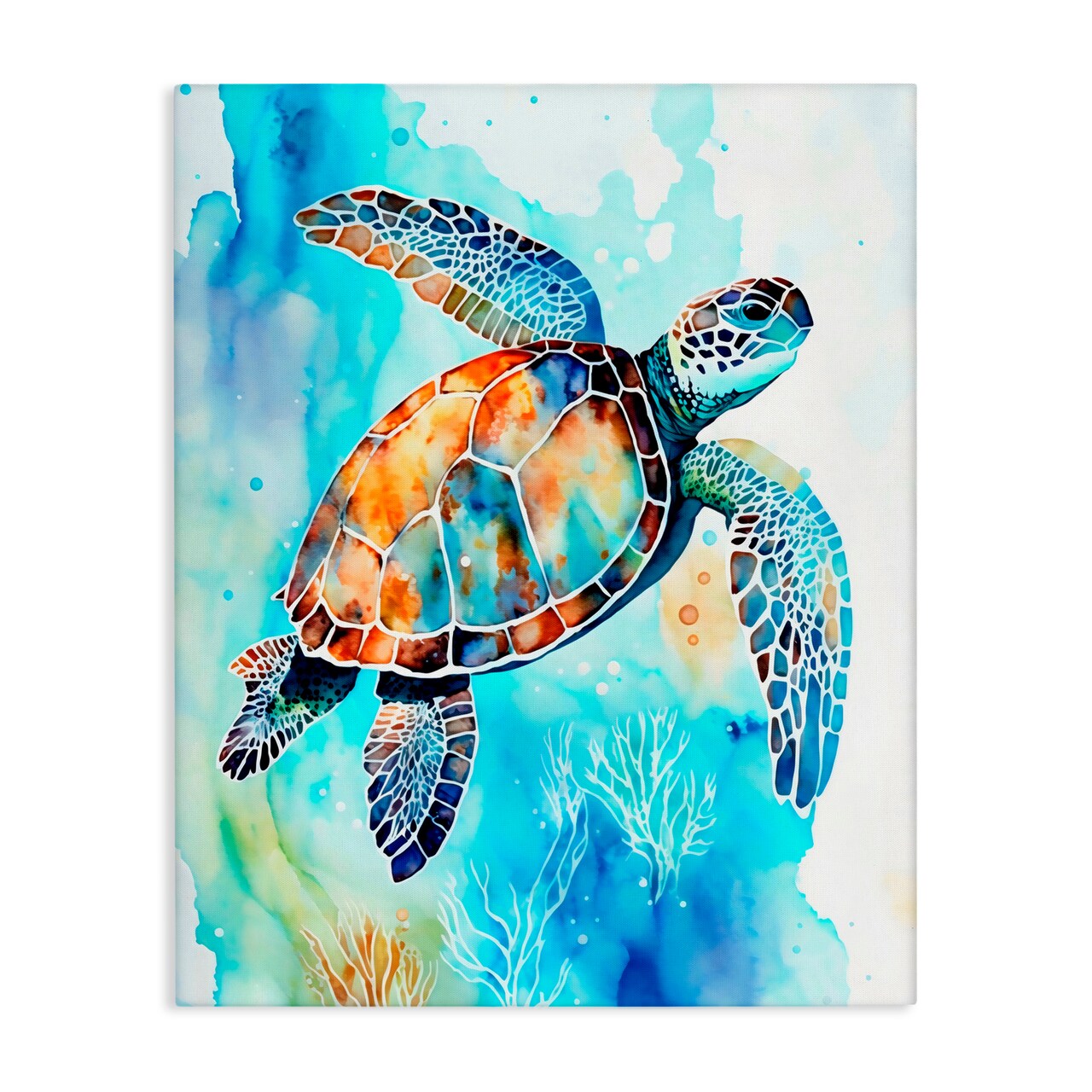 Stupell Industries Watercolor Style Sea Turtle Canvas, design by LSR Creative Studio